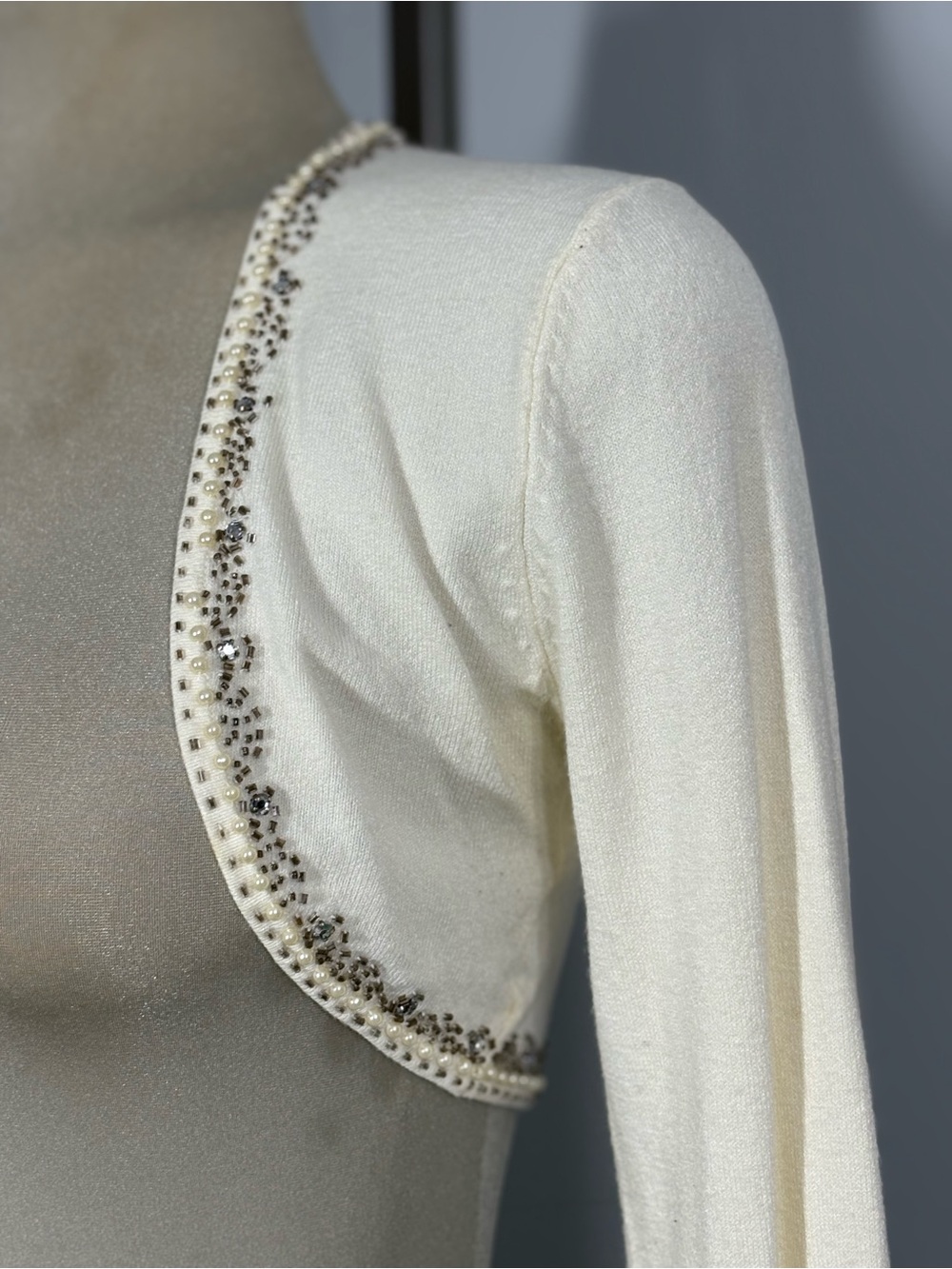 Urban Behavior Cream Knit Top with Black Label
